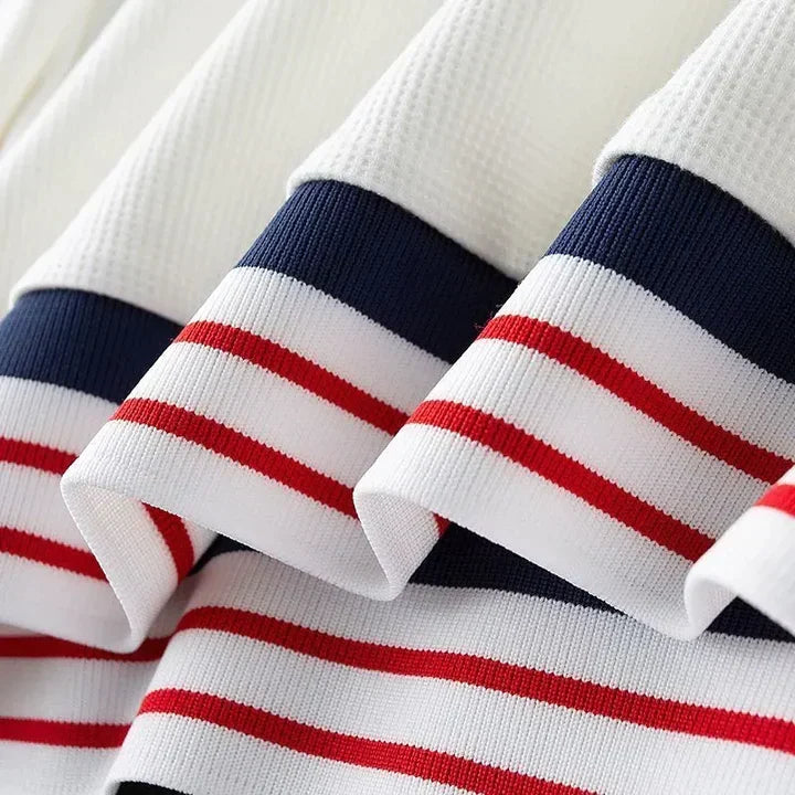 Polo Manga Larga Sedoso para Hombre con Puños a Rayas