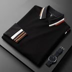 Polo Manga Larga Sedoso para Hombre con Puños a Rayas