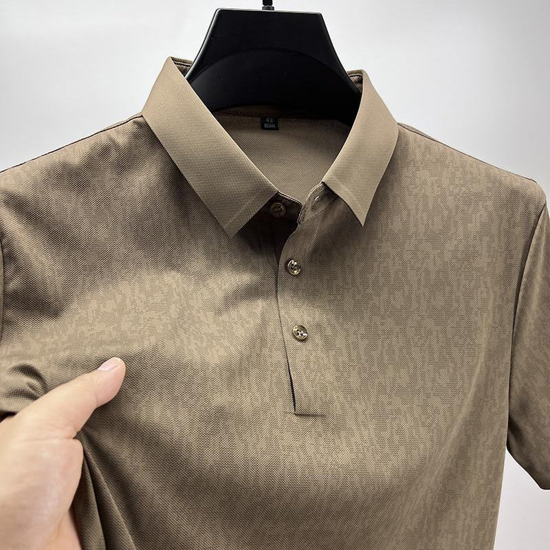 Polo de Seda Fría Manga Corta para Hombre con 3 Botones