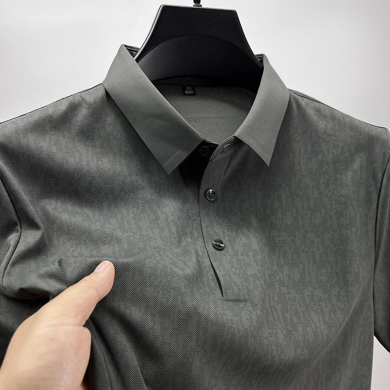 Polo de Seda Fría Manga Corta para Hombre con 3 Botones