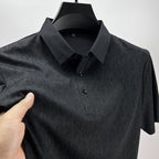 Polo de Seda Fría Manga Corta para Hombre con 3 Botones