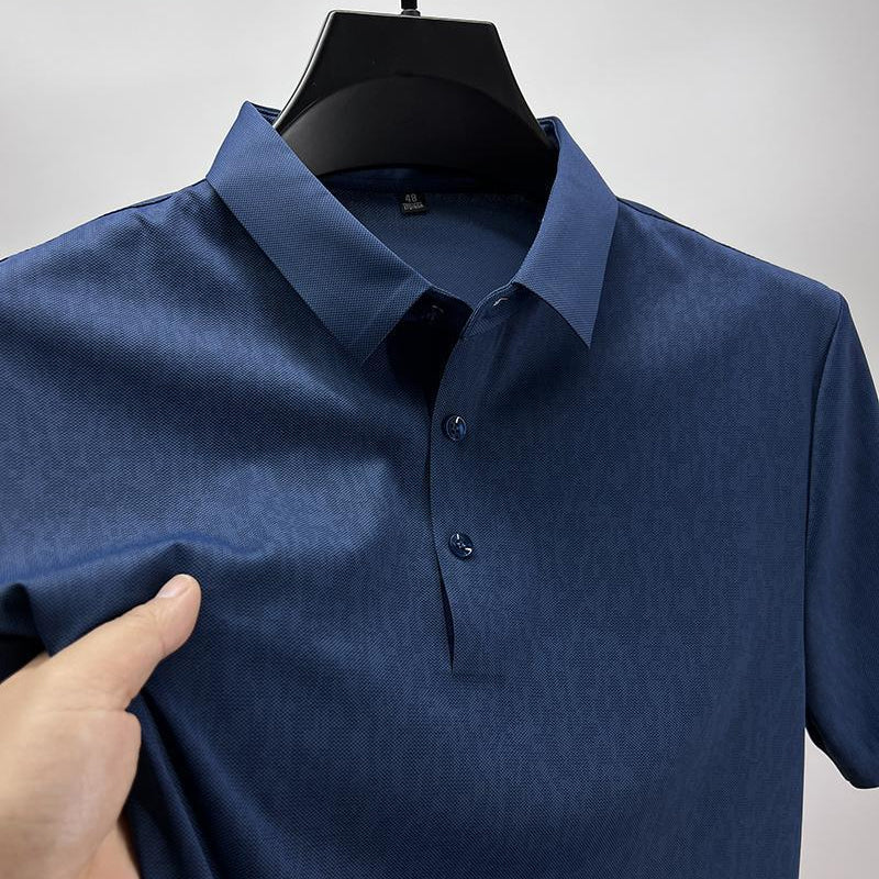 Polo de Seda Fría Manga Corta para Hombre con 3 Botones