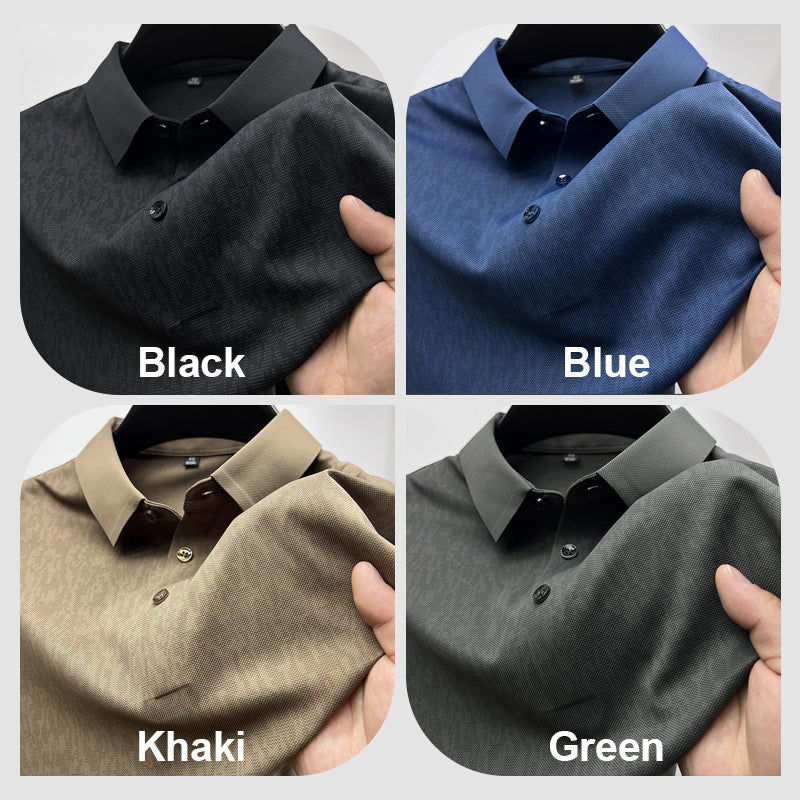 Polo de Seda Fría Manga Corta para Hombre con 3 Botones