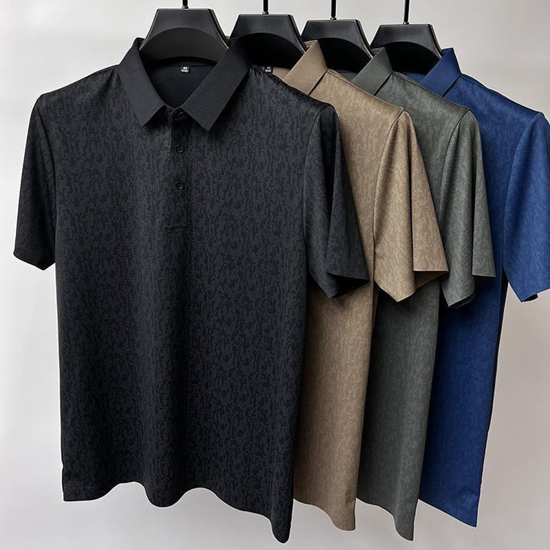 Polo de Seda Fría Manga Corta para Hombre con 3 Botones