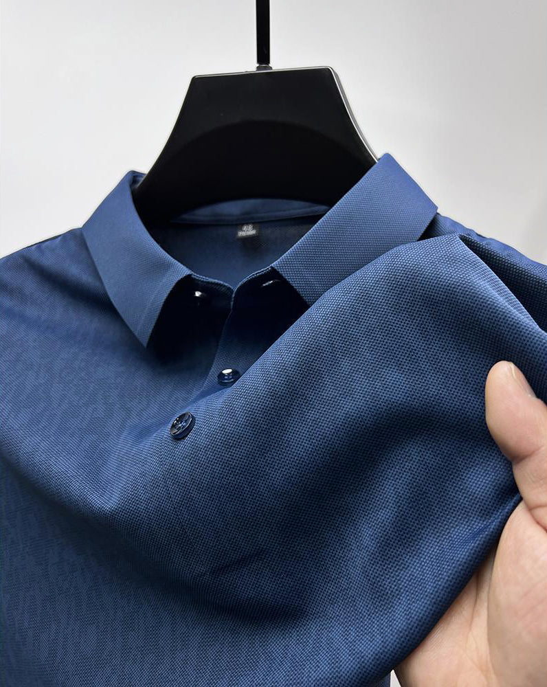 Polo de Seda Fría Manga Corta para Hombre con 3 Botones