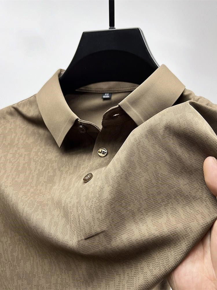 Polo de Seda Fría Manga Corta para Hombre con 3 Botones