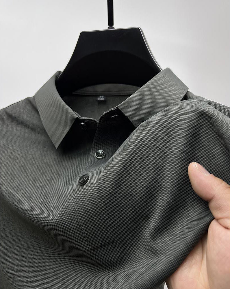 Polo de Seda Fría Manga Corta para Hombre con 3 Botones