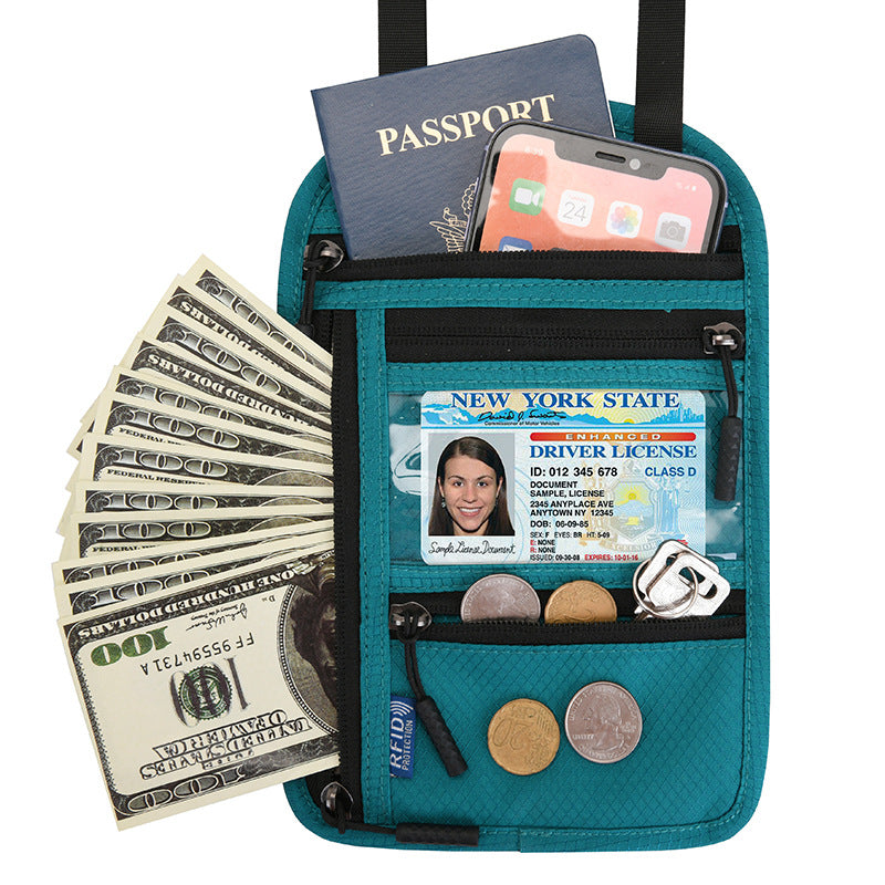 Porta Pasaporte de Cuello con Bloqueo RFID