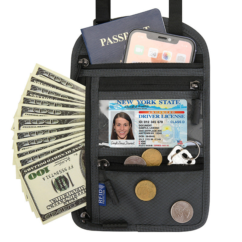 Porta Pasaporte de Cuello con Bloqueo RFID