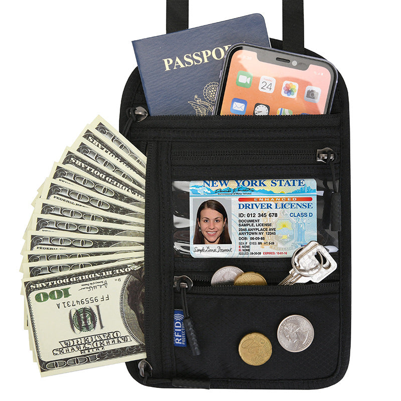 Porta Pasaporte de Cuello con Bloqueo RFID