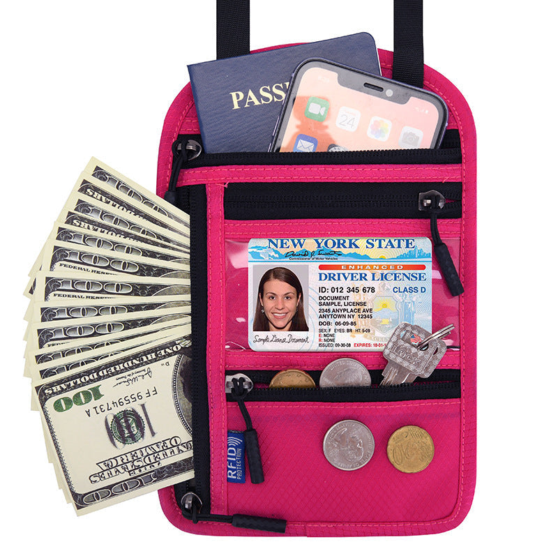 Porta Pasaporte de Cuello con Bloqueo RFID