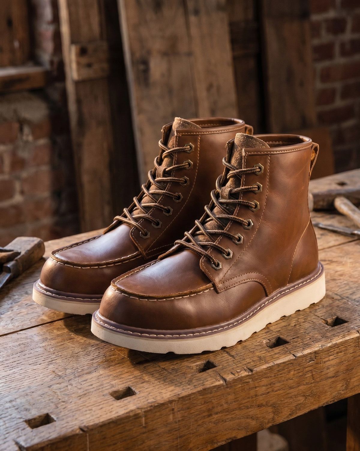 Raimondo Ankle Leather Moc-Toe Boot