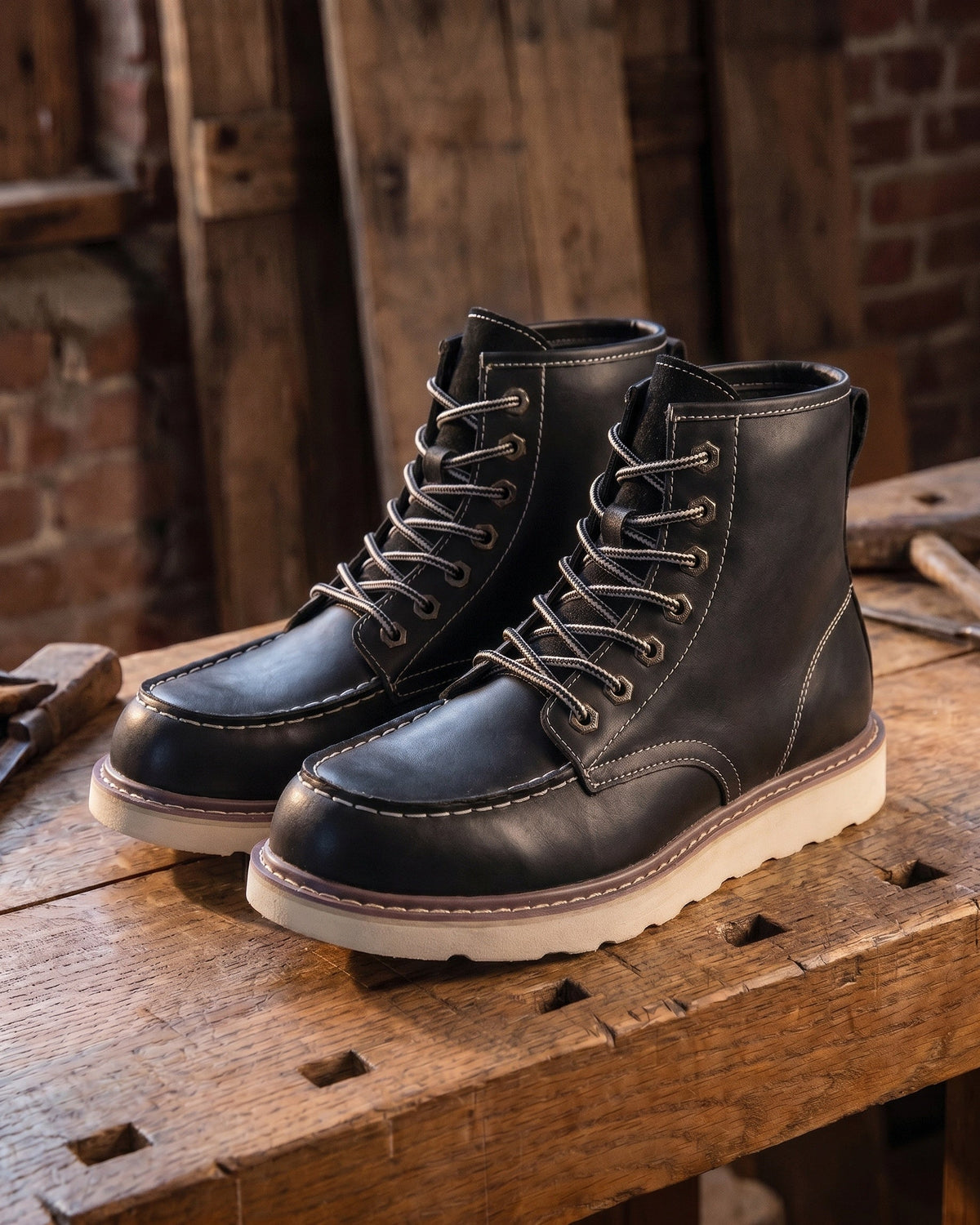 Raimondo Ankle Leather Moc-Toe Boot