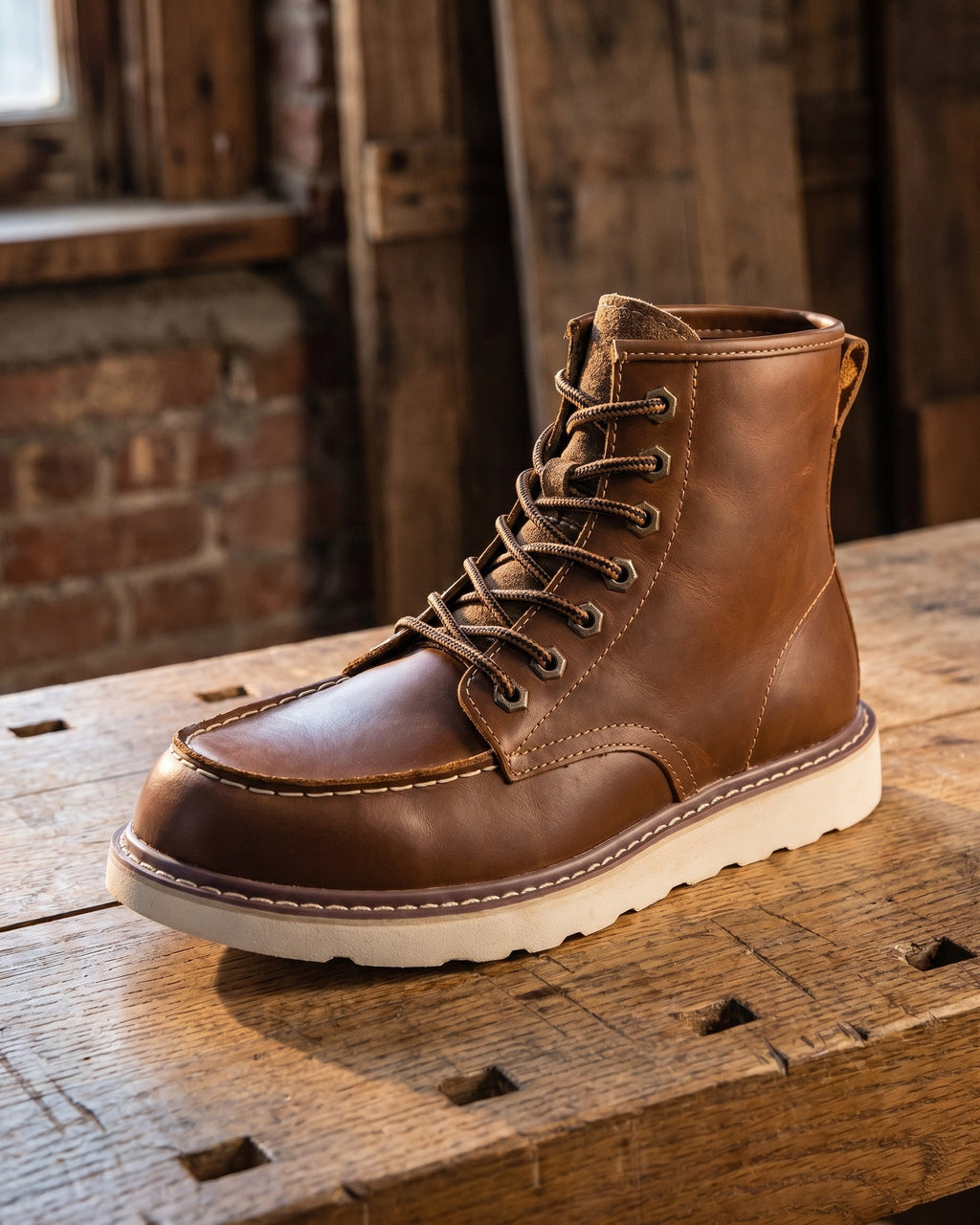 Raimondo Ankle Leather Moc-Toe Boot
