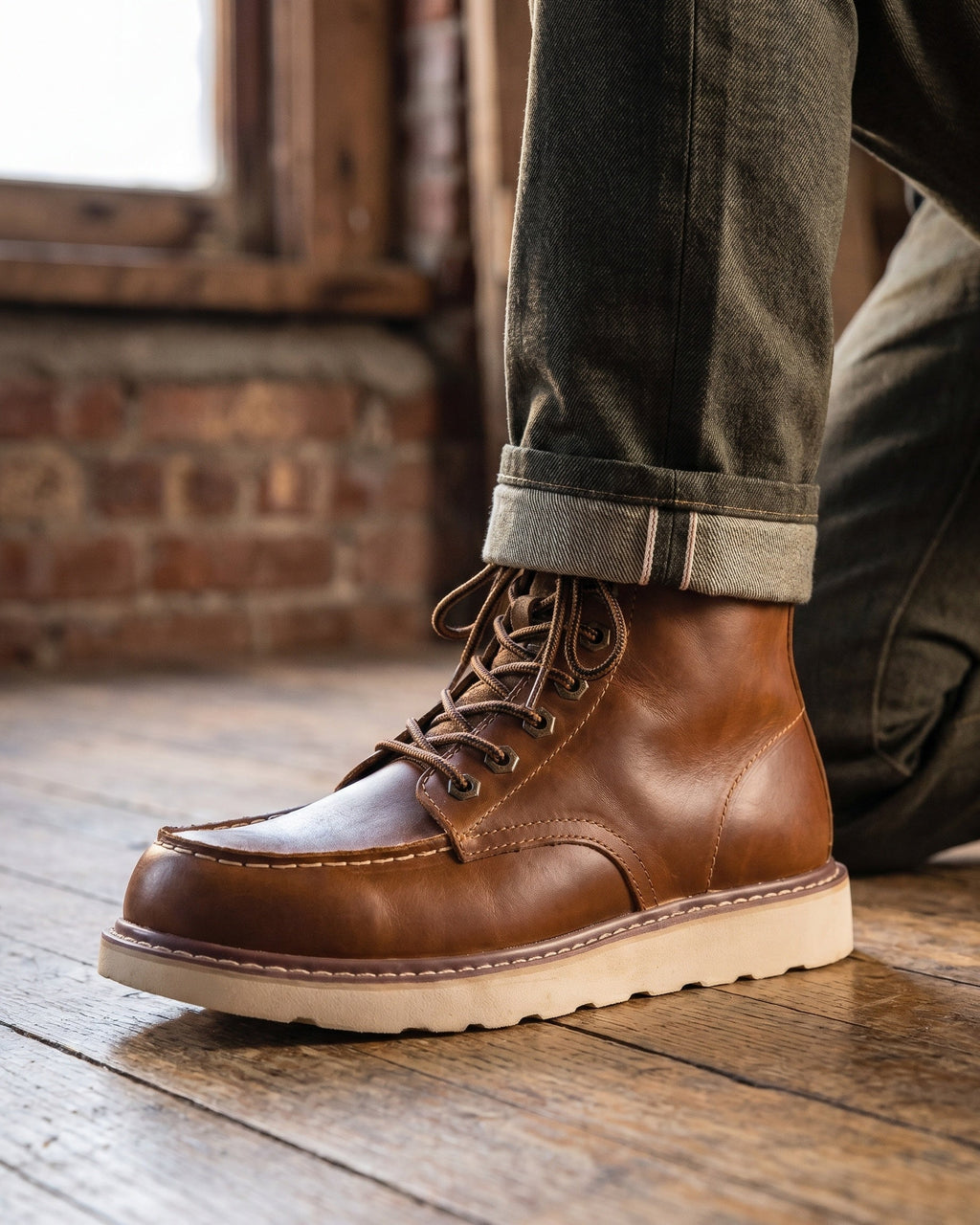 Raimondo Ankle Leather Moc-Toe Boot