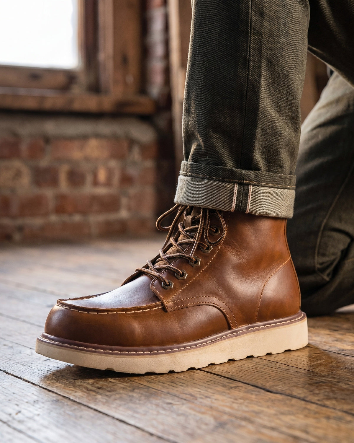 Raimondo Ankle Leather Moc-Toe Boot