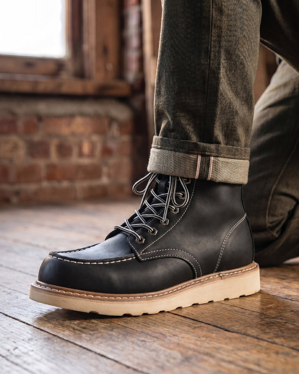Raimondo Ankle Leather Moc-Toe Boot
