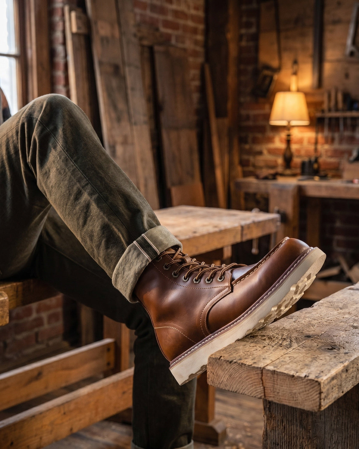 Raimondo Ankle Leather Moc-Toe Boot