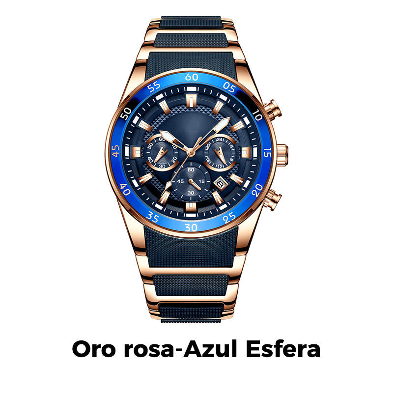 Reloj de Cuarzo para Hombre Multifunción Acero