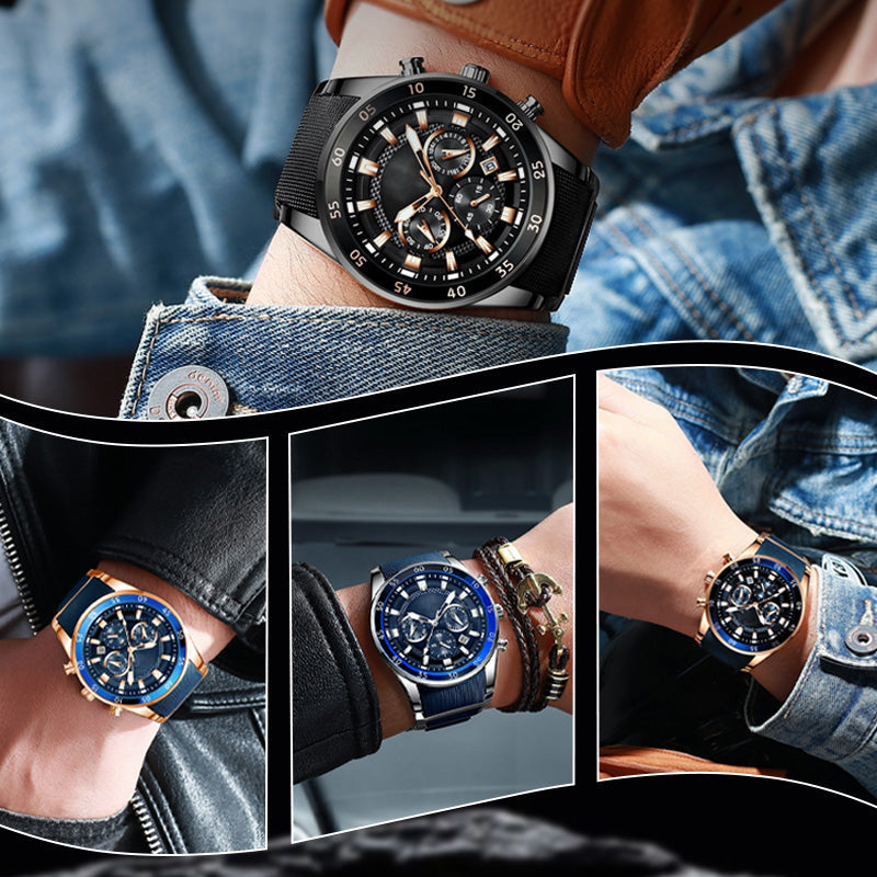 Reloj de Cuarzo para Hombre Multifunción Acero