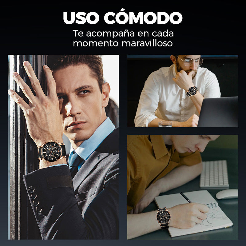 Reloj de Cuarzo para Hombre Multifunción Acero