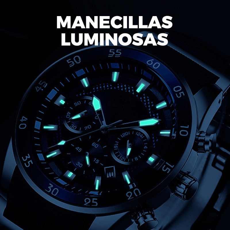 Reloj de Cuarzo para Hombre Multifunción Acero