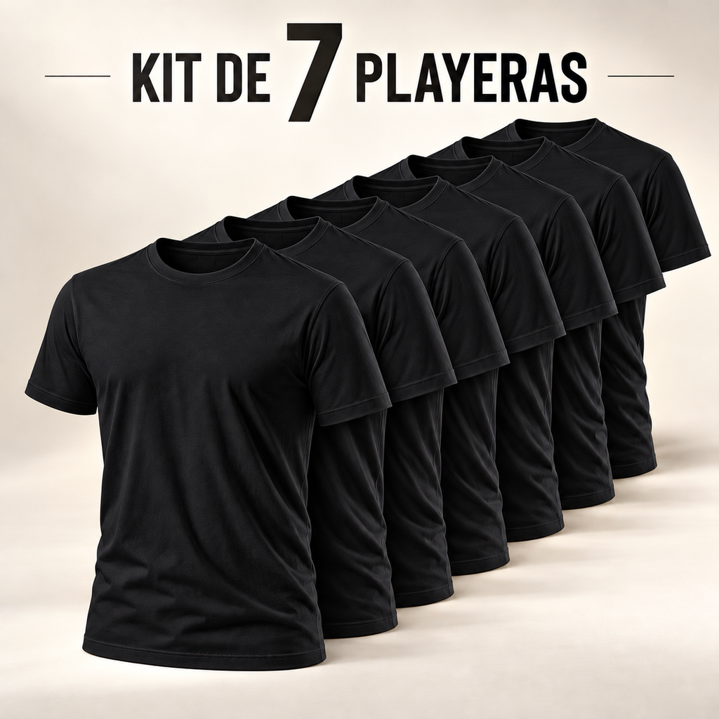 Pack 7 Playeras para Hombre – Ultraligeras y Secado Rápido (Blanco o Negro)