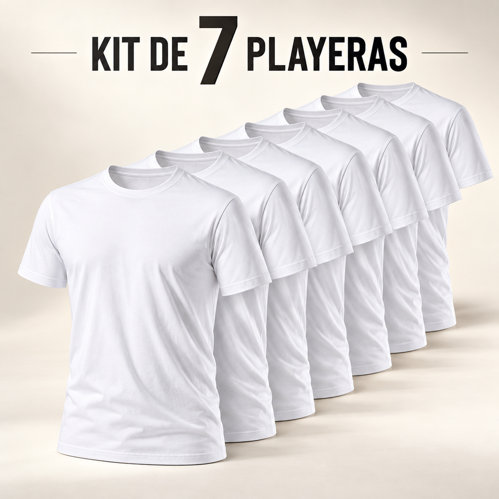 Pack 7 Playeras para Hombre – Ultraligeras y Secado Rápido (Blanco o Negro)