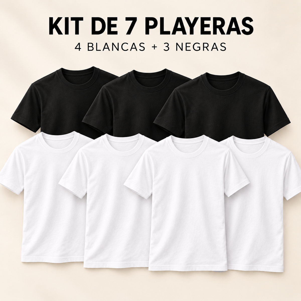 Pack 7 Playeras para Hombre – Ultraligeras y Secado Rápido (Blanco o Negro)