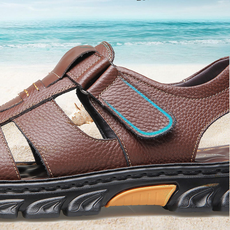 Sandalias de Piel para Hombre con Plantilla de Masaje