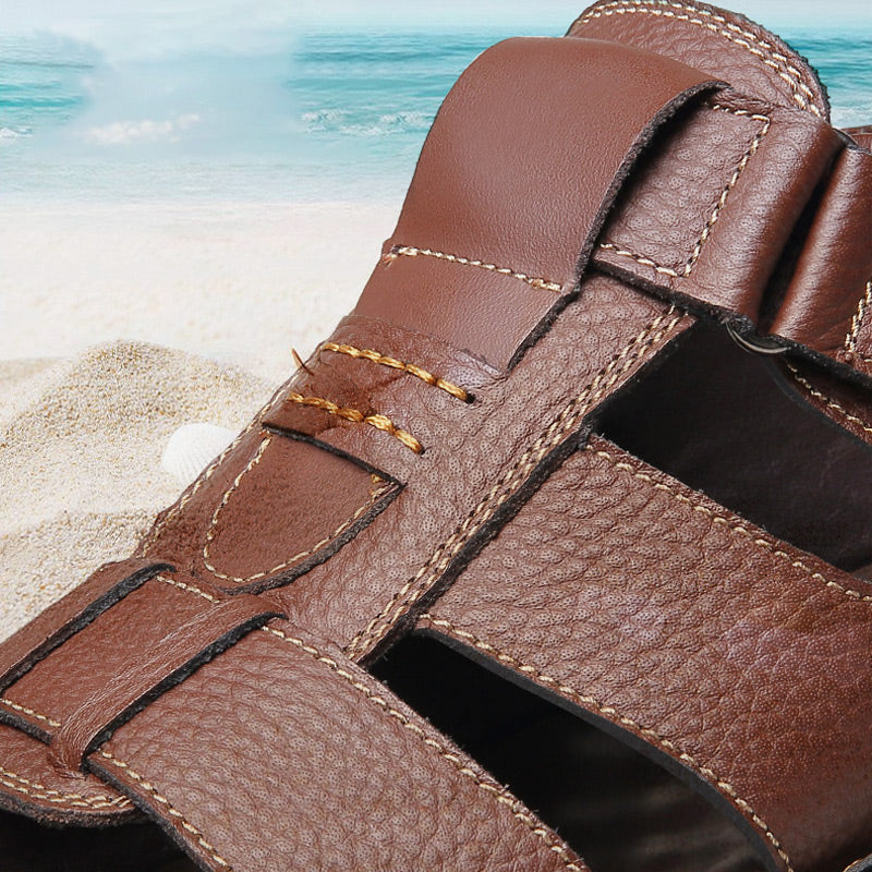 Sandalias de Piel para Hombre con Plantilla de Masaje