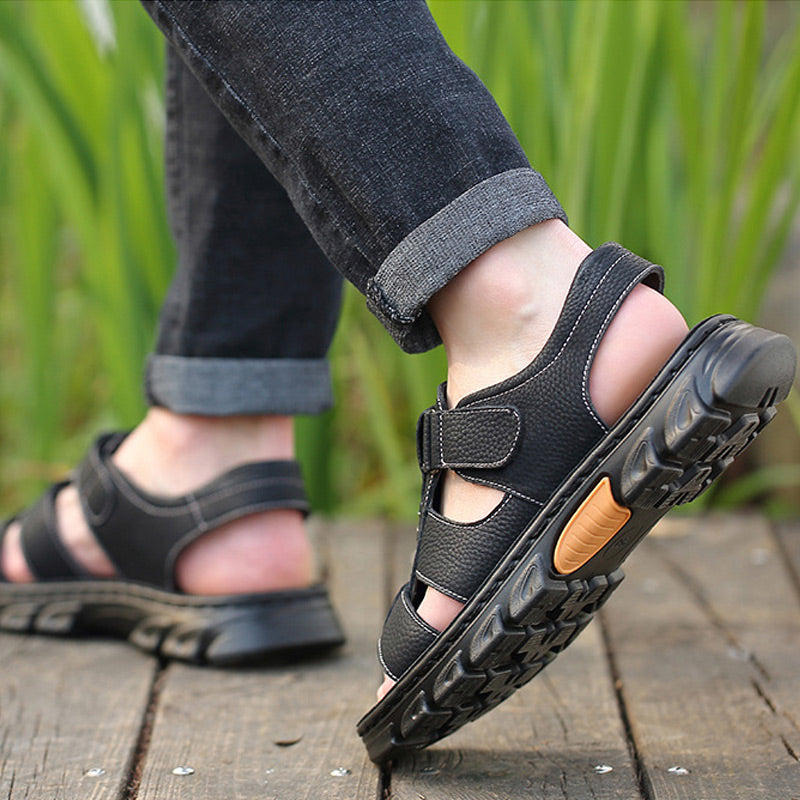 Sandalias de Piel para Hombre con Plantilla de Masaje