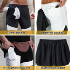 Short Deportivo Doble Capa para Hombre con Bolsillos
