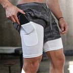 Short Deportivo Doble Capa para Hombre con Bolsillos