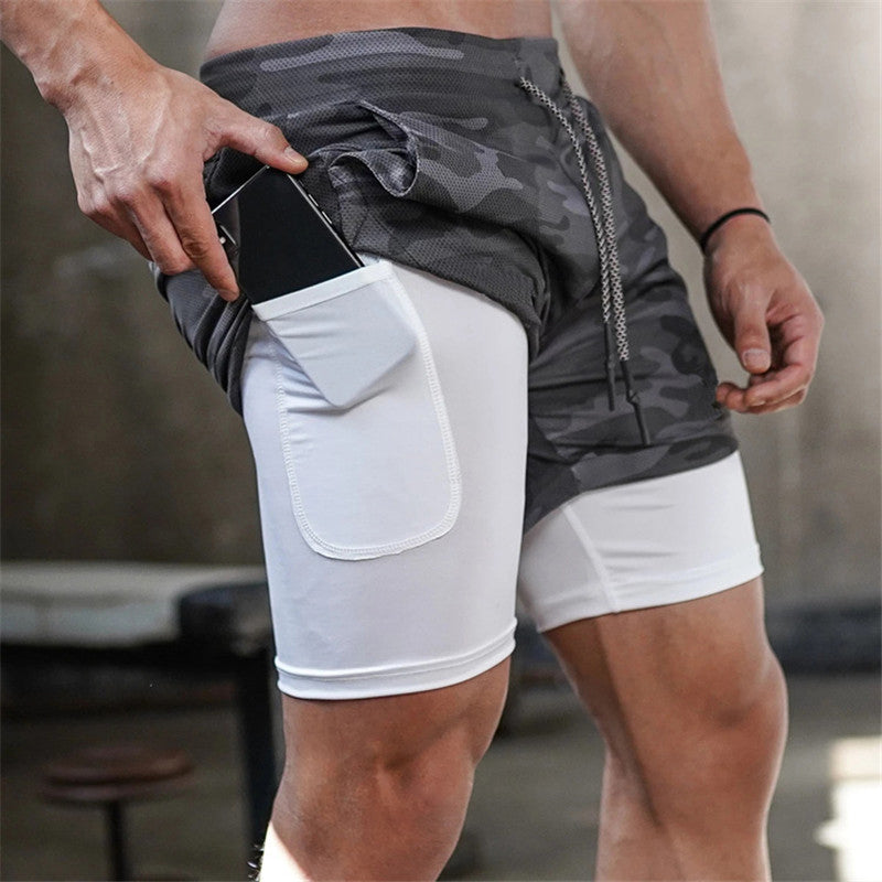Short Deportivo Doble Capa para Hombre con Bolsillos