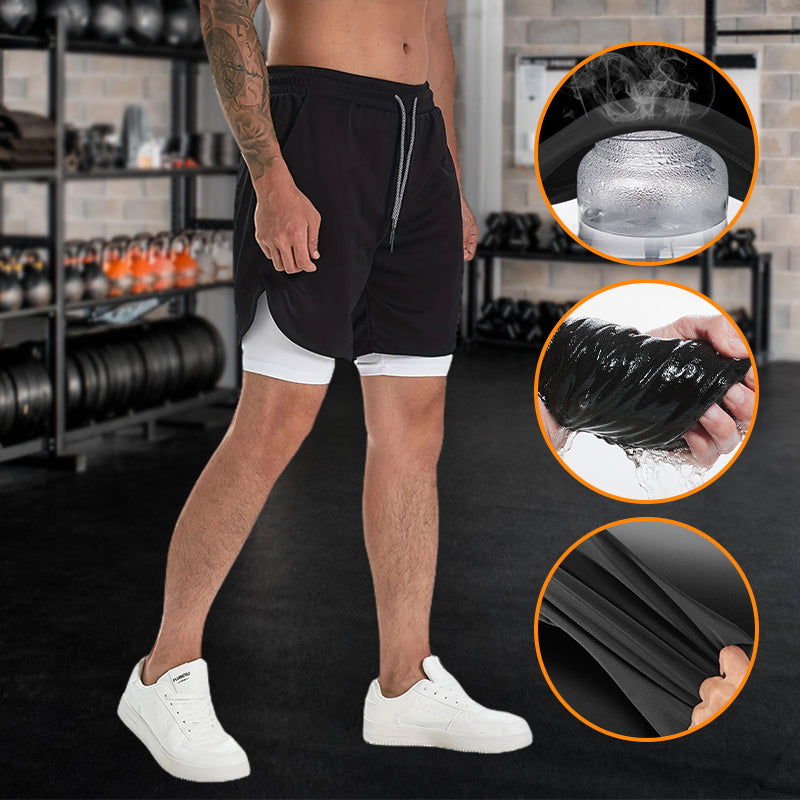 Short Deportivo Doble Capa para Hombre con Bolsillos