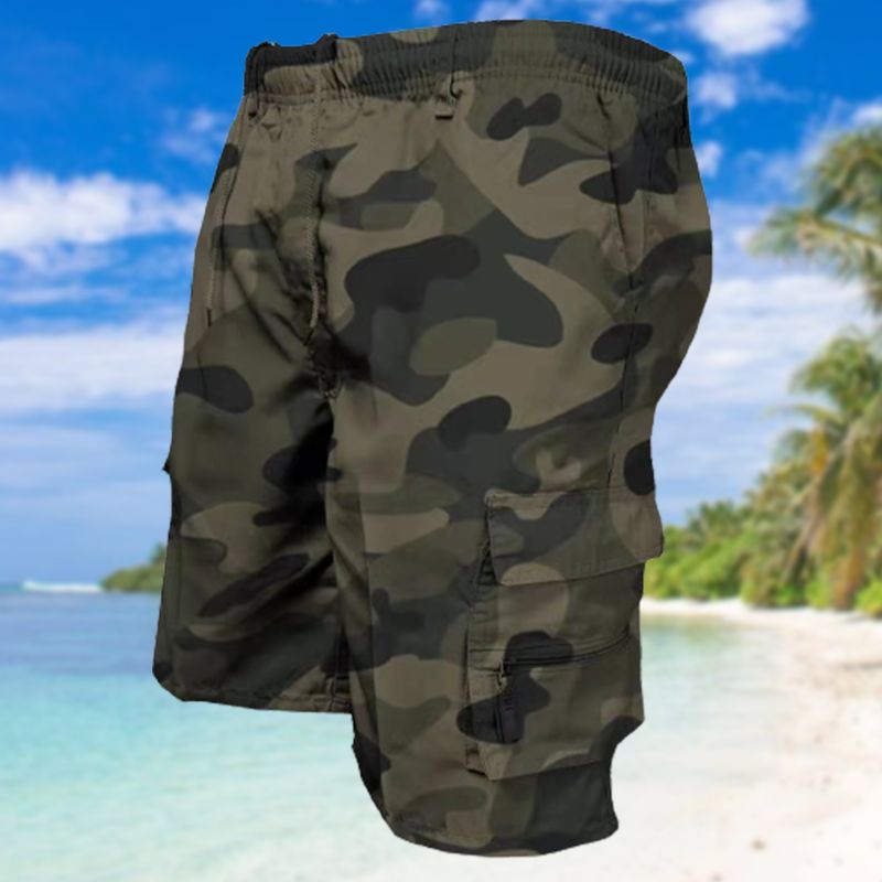 Shorts Cargo de Senderismo para Hombre Cintura Elástica