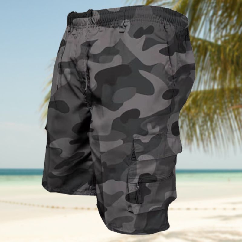 Shorts Cargo de Senderismo para Hombre Cintura Elástica