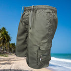 Shorts Cargo de Senderismo para Hombre Cintura Elástica