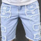 Shorts de Mezclilla Rotos para Hombre con Parches