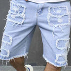 Shorts de Mezclilla Rotos para Hombre con Parches