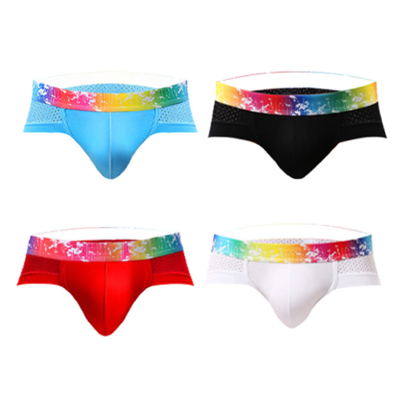 Slips de Malla para Hombre Talle Bajo con Ribete de Color