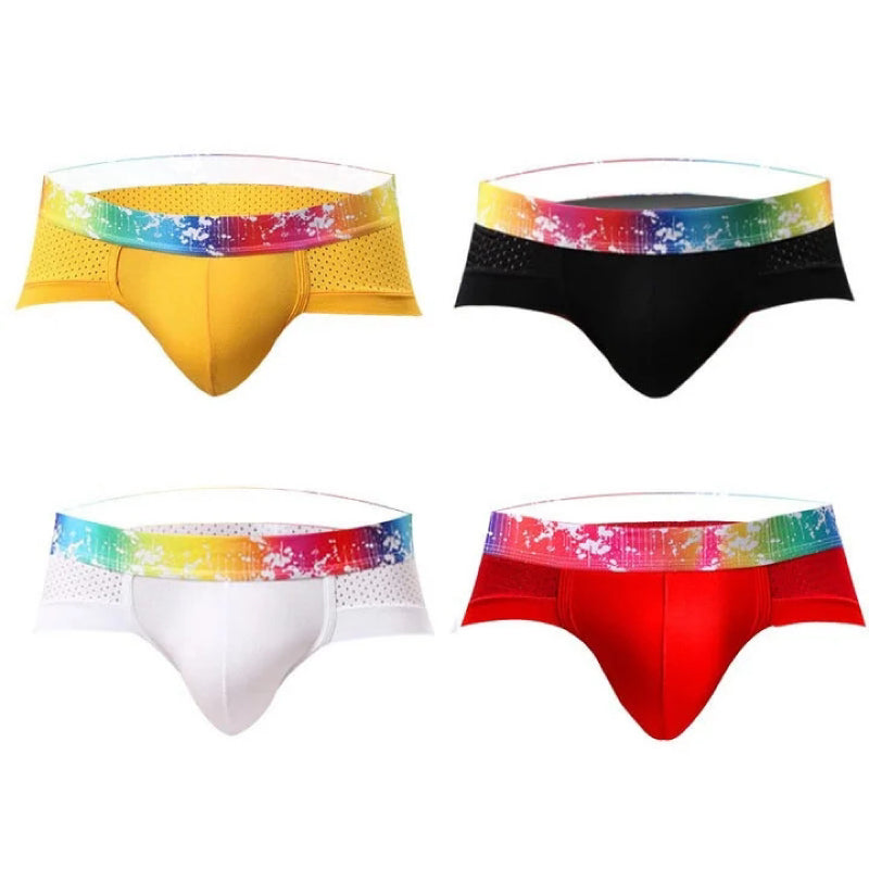 Slips de Malla para Hombre Talle Bajo con Ribete de Color