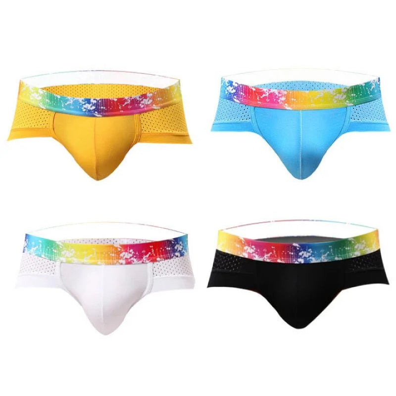Slips de Malla para Hombre Talle Bajo con Ribete de Color