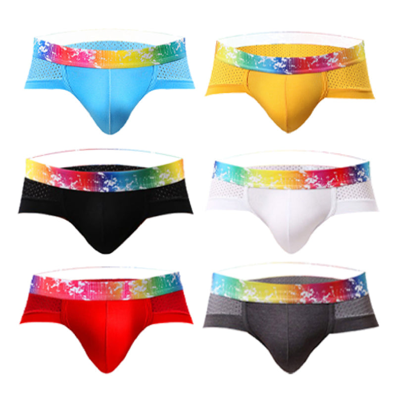 Slips de Malla para Hombre Talle Bajo con Ribete de Color