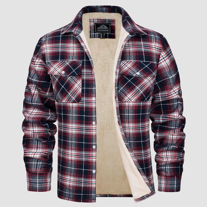 Sobrecamisa de Franela a Cuadros con Forro Sherpa para Hombre