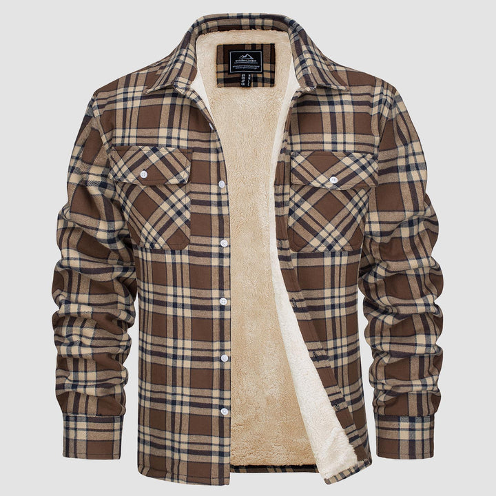 Sobrecamisa de Franela a Cuadros con Forro Sherpa para Hombre