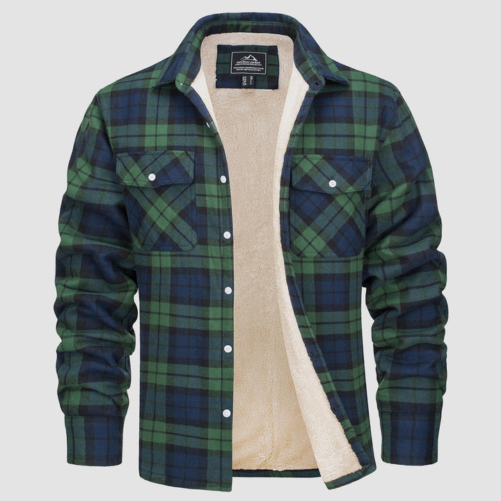 Sobrecamisa de Franela a Cuadros con Forro Sherpa para Hombre
