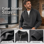 Sudadera Cálida con Media Cremallera para Hombre Corte Holgado