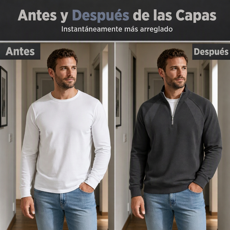 Sudadera Cálida con Media Cremallera para Hombre Corte Holgado